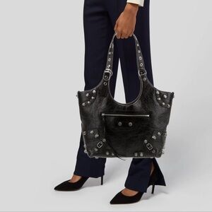 Stylish Black Leather Tote Bag